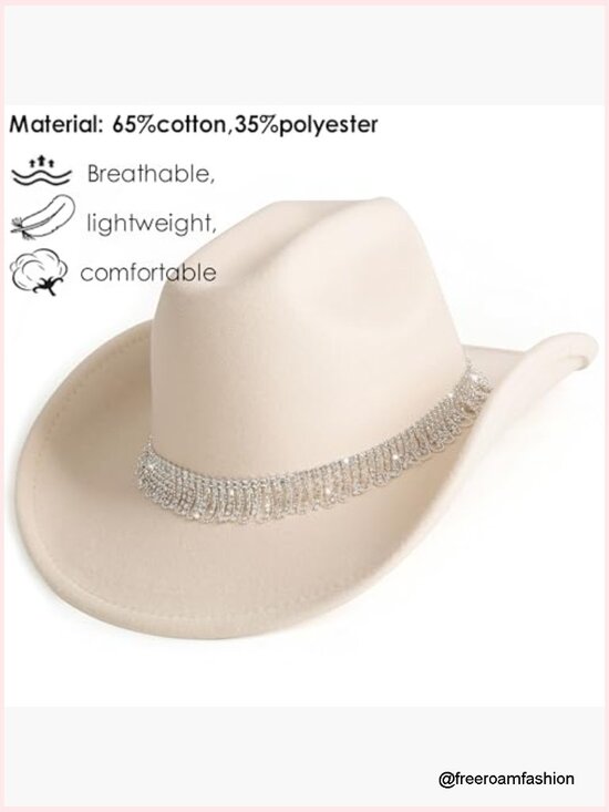 Wide Brim Rhinestone Cowboy Hat Party Cap